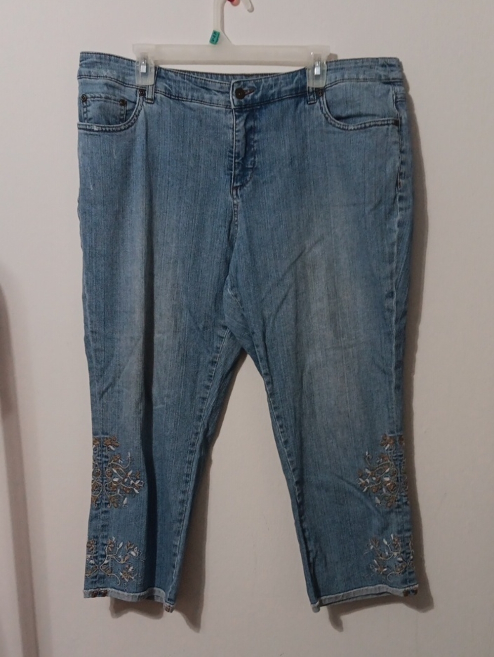 Coldwater Creek Light Blue Embroidered Ankle Jeans 20-21" Inch Waist